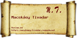 Macskásy Tivadar névjegykártya