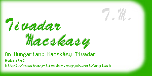 tivadar macskasy business card